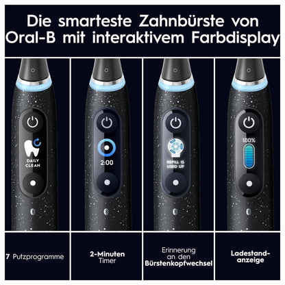 Oral-B iO Series 10 Luxe Edition Elektrische Zahnbürste-Electric Toothbrush, Magnet-Technologie, 7 Putzmodi für Zahnpflege, iOSense, Farbdisplay, Lade-Reiseetui, Designed by Braun, Schwarz