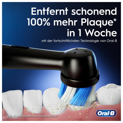 Oral-B iO Series 3 Elektrische Zahnbürste, Electric Toothbrush, Doppelpack, 2 Aufsteckbürsten, 3 Putzmodi für Zahnpflege, Reiseetui, TESTSIEGER Stiftung Warentest (12, 2024), Matt Black, Blush Pink