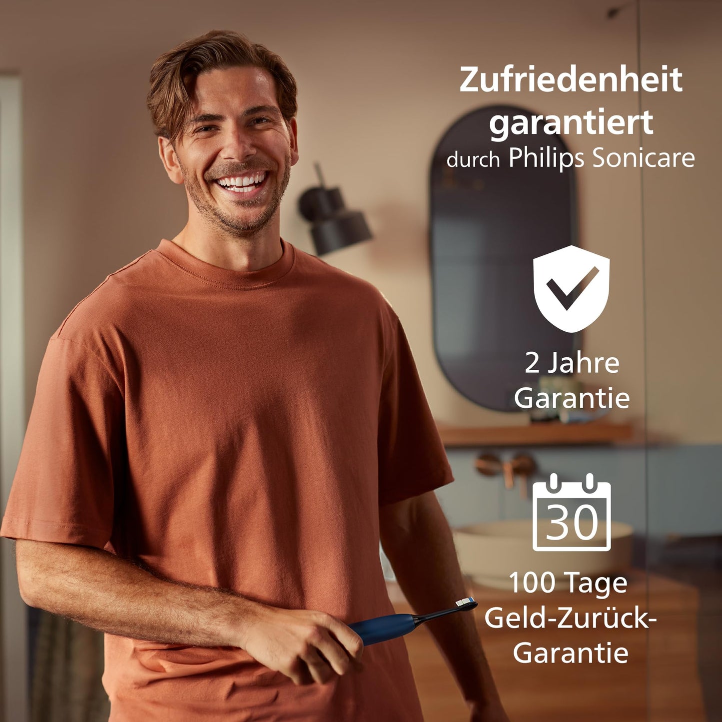 Philips Sonicare 5500 elektrische Zahnbürste, Schallzahnbürste mit 2 Putzmodi, Andruckkontrolle, EasyStart, SmarTimer und BrushPacer, Navy, Modell HX7113/01 [Neue Technologie]