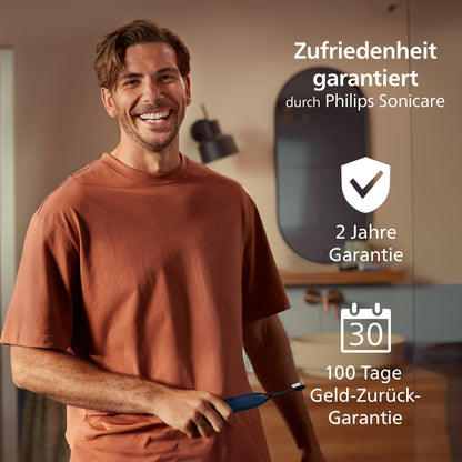 Philips Sonicare 5500 elektrische Zahnbürste, Schallzahnbürste mit 2 Putzmodi, Andruckkontrolle, EasyStart, SmarTimer und BrushPacer, Navy, Modell HX7113/01 [Neue Technologie]