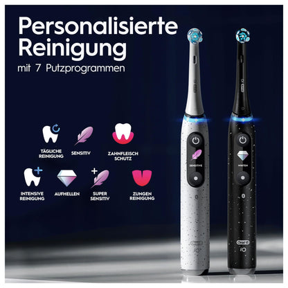 Oral-B iO Series 10 Luxe Edition Elektrische Zahnbürste-Electric Toothbrush, Magnet-Technologie, 7 Putzmodi für Zahnpflege, iOSense, Farbdisplay, Lade-Reiseetui, Designed by Braun, Schwarz