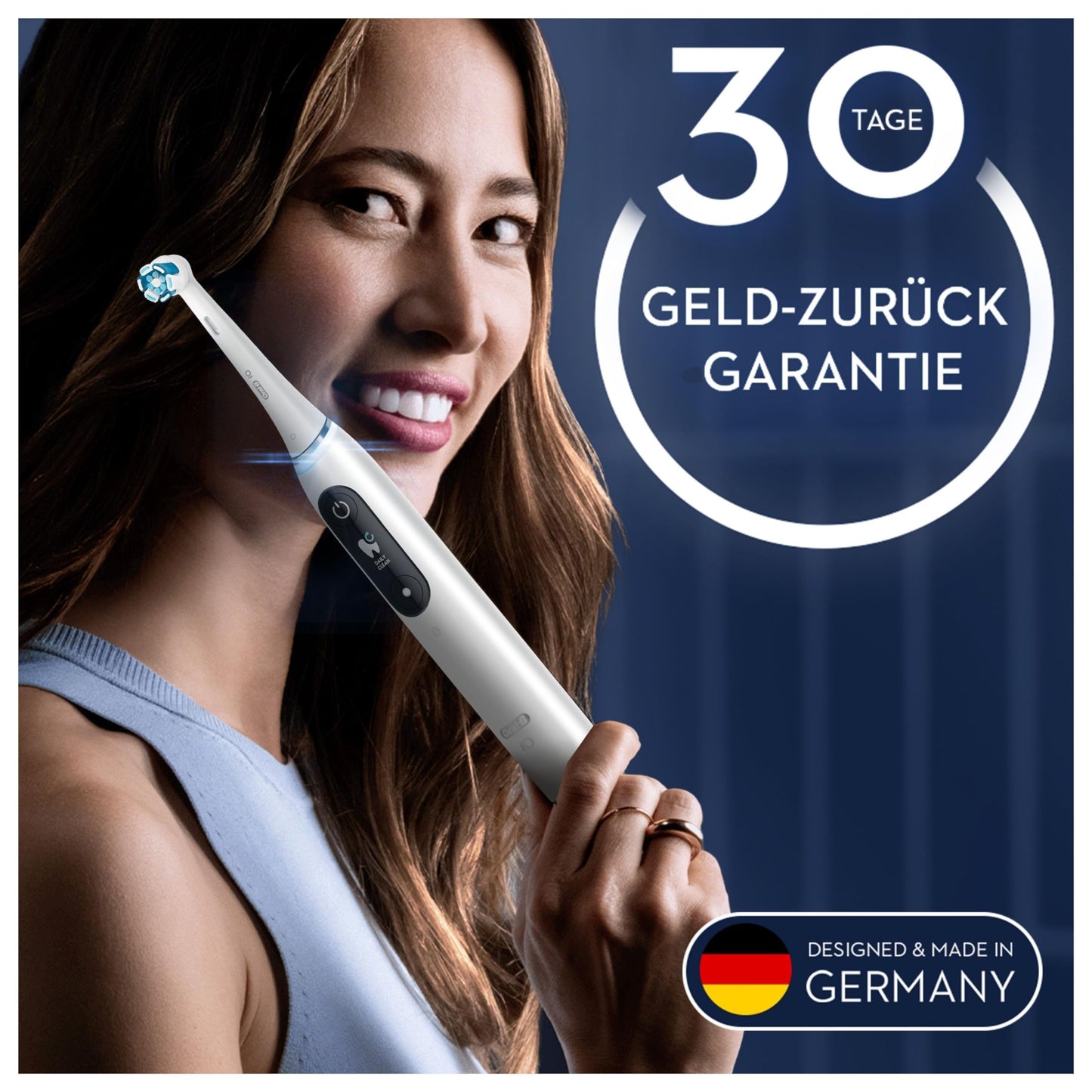 Oral-B iO Series 9 Elektrische Zahnbürste/Electric Toothbrush, 2 Aufsteckbürsten, 7 Putzmodi, Zahnpflege, Farbdisplay, Lade-Reiseetui, white alabaster