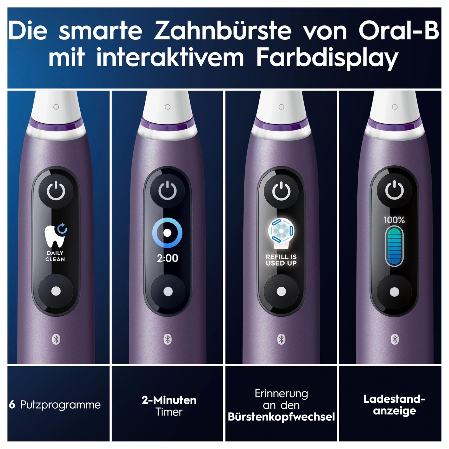 Oral-B iO Series 8 Plus Edition Elektrische Zahnbürste, Electric Toothbrush, PLUS 3 Aufsteckbürsten, 6 Putzmodi für Zahnpflege, Reiseetui, Designed by Braun, Violet Ametrine