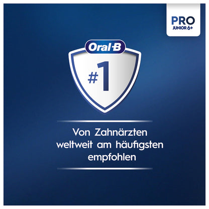 Oral-B Pro Junior Frozen Elektrische Zahnbürste/Electric Toothbrush für Kinder ab 6 Jahren, 2 Aufsteckbürsten, 360°-Andruckkontrolle, 2 Putzmodi inkl. Sensitiv für Zahnpflege, weiche Borsten, weiß