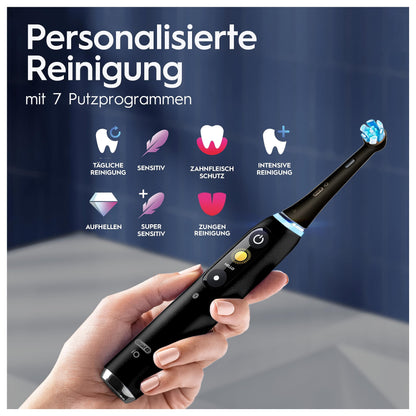 Oral-B iO Series 9 Plus Edition Elektrische Zahnbürste, Electric Toothbrush, PLUS 3 Aufsteckbürsten, 7 Putzmodi für Zahnpflege, Lade-Reiseetui, Designed by Braun, black onyx